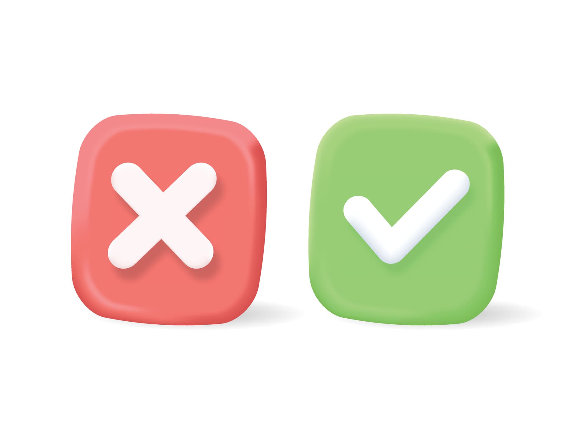 Green check and red cross marks representing right and wrong trade show choices